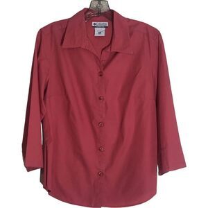 Columbia Button Front 3/4 Sleeve Blouse Size Medium